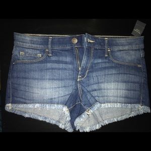 Abercrombie dark washed denim shorts